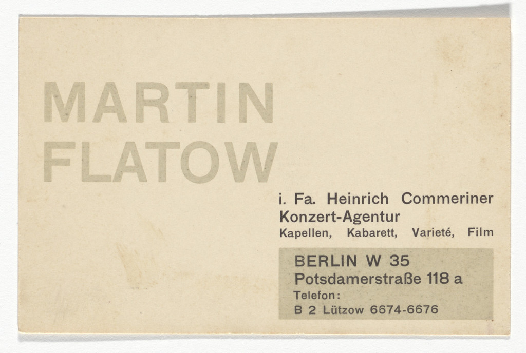 Martin Flatow stationery calling card