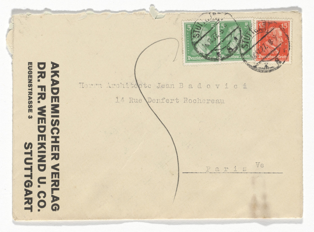 Akademischer Verlag Dr. Fr. Wedeking U. Co. stationery envelope