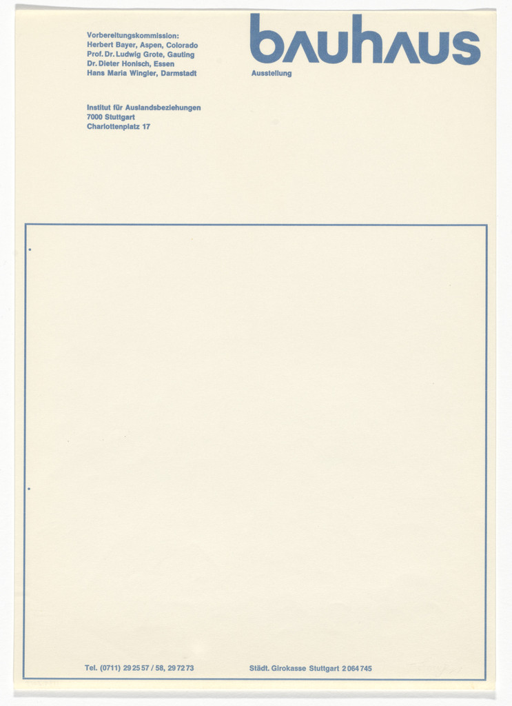 Bauhaus Ausstellung letterhead