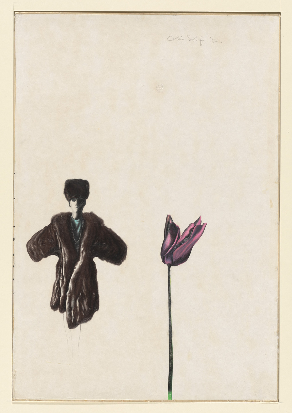Colin Self. Woman in a Fur Coat and Tulip. 1964
