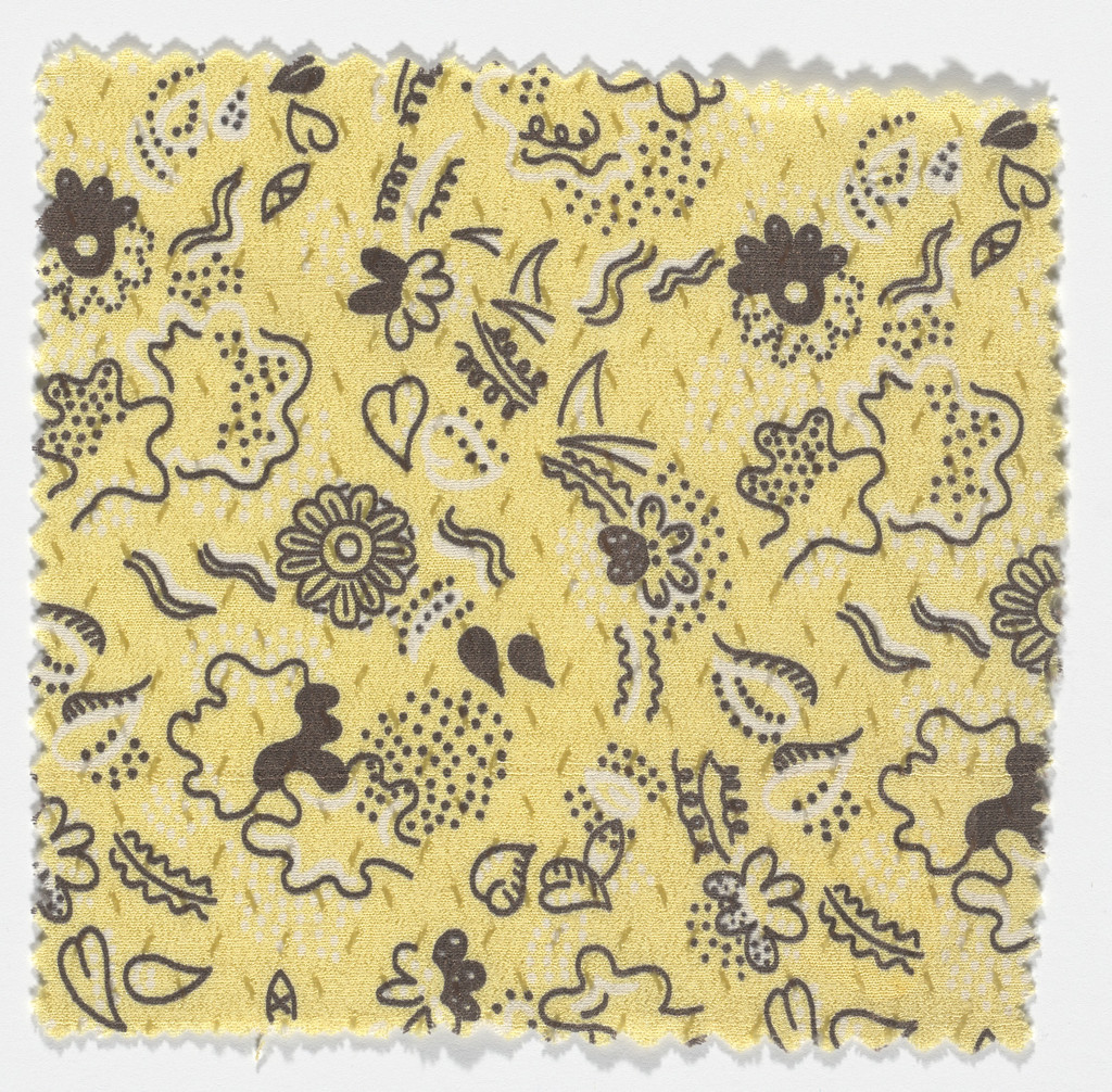 Textile samples (Six swatches of printed silk indicating different colorways)