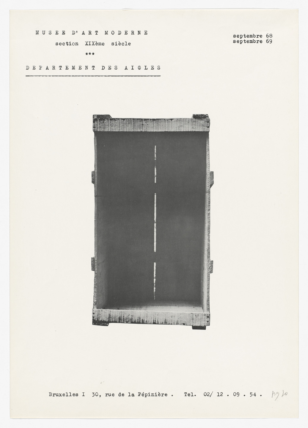 Marcel Broodthaers. Poster for Section XIXe siècle, Brussels, 1968