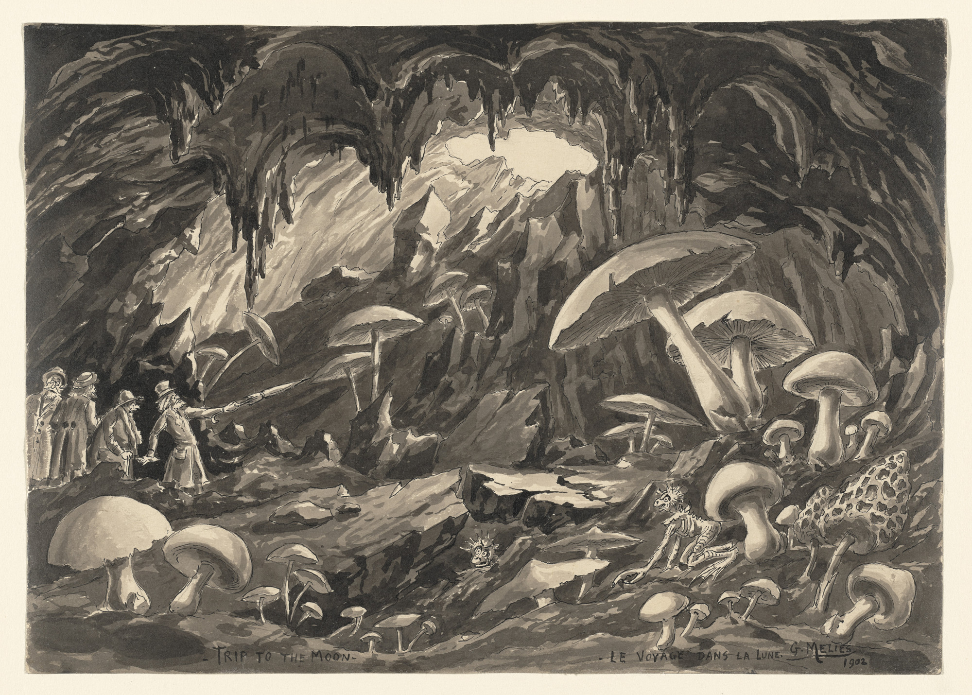 Georges Méliès. Drawing of Scene 15: In The Interior of The Moon