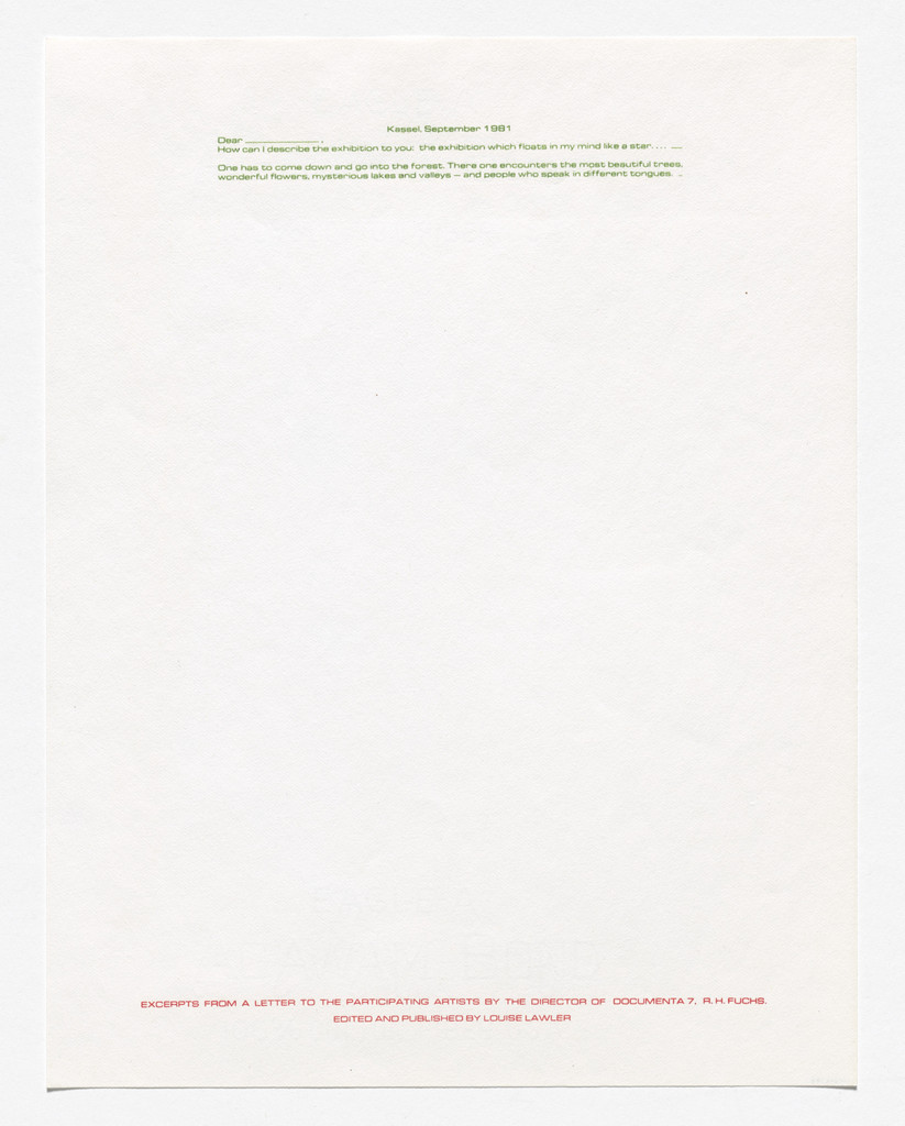 Stationery for Documenta 7: A Story, Kassel, June 19–September 28, 1982