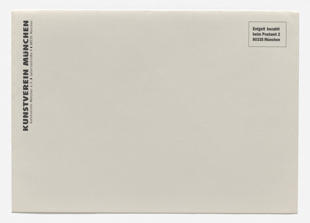Announcement card for A Spot on the Wall, Kunstverein, Munich, March 16–April 23, 1995