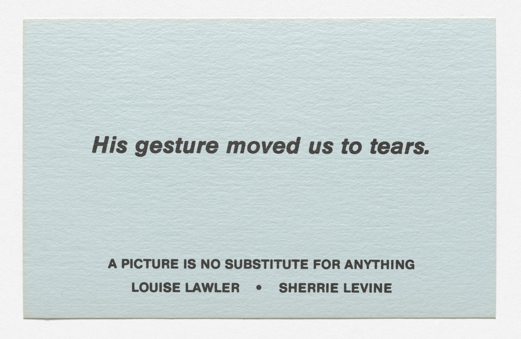 Announcement card for A Picture Is No Substitute for Anything, James Turcotte Gallery, Los Angeles, April 6, 1982