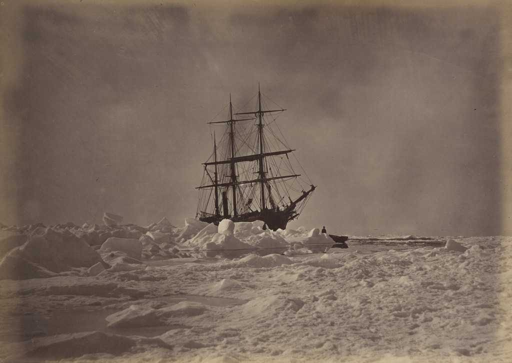 "The farthest point reached (August 17th). Here the Steamer is surrounded by the heaviest of rafted and hummock ice. After being liberated we shaped our course back."