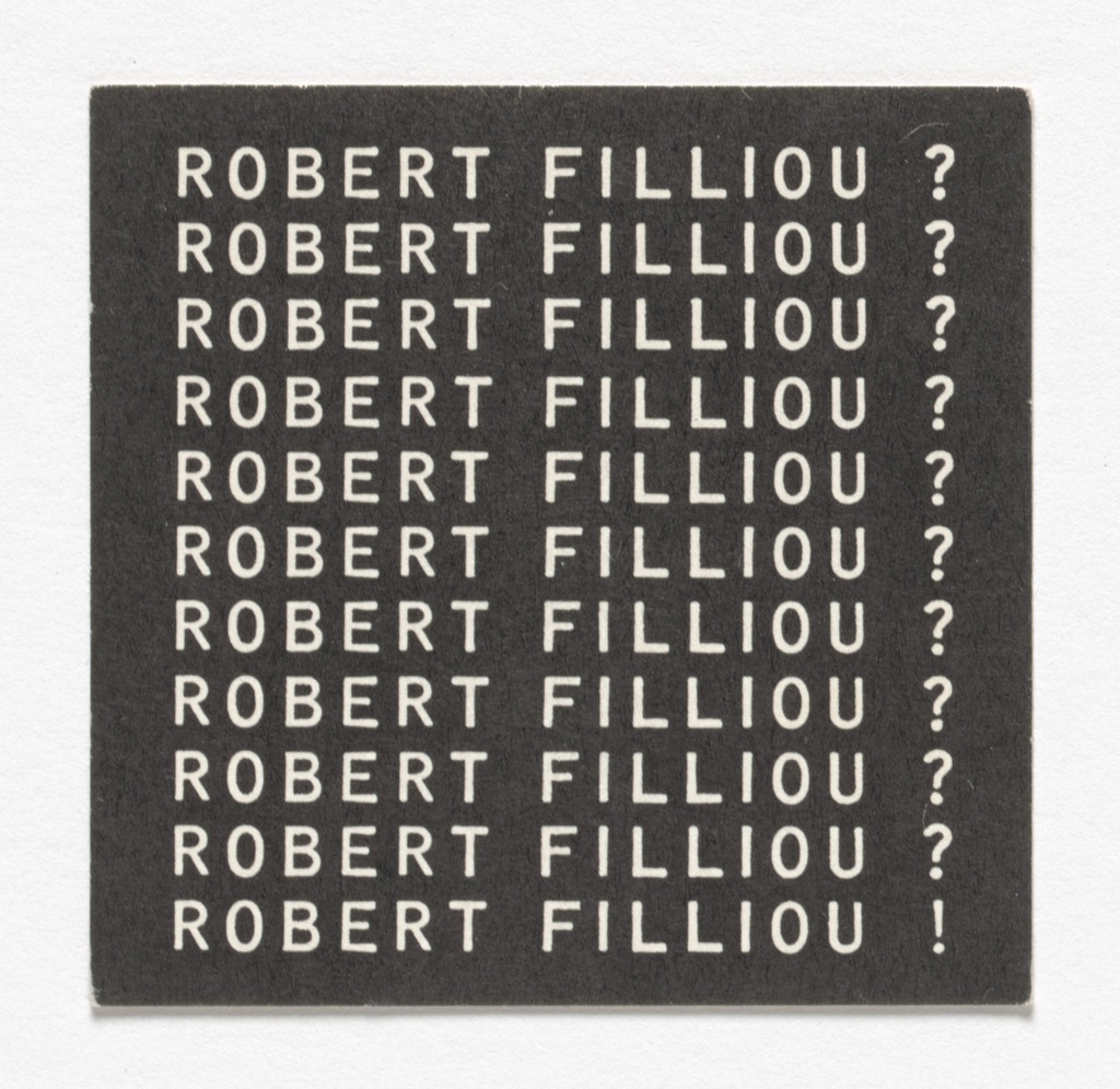 Name card for Robert Filliou