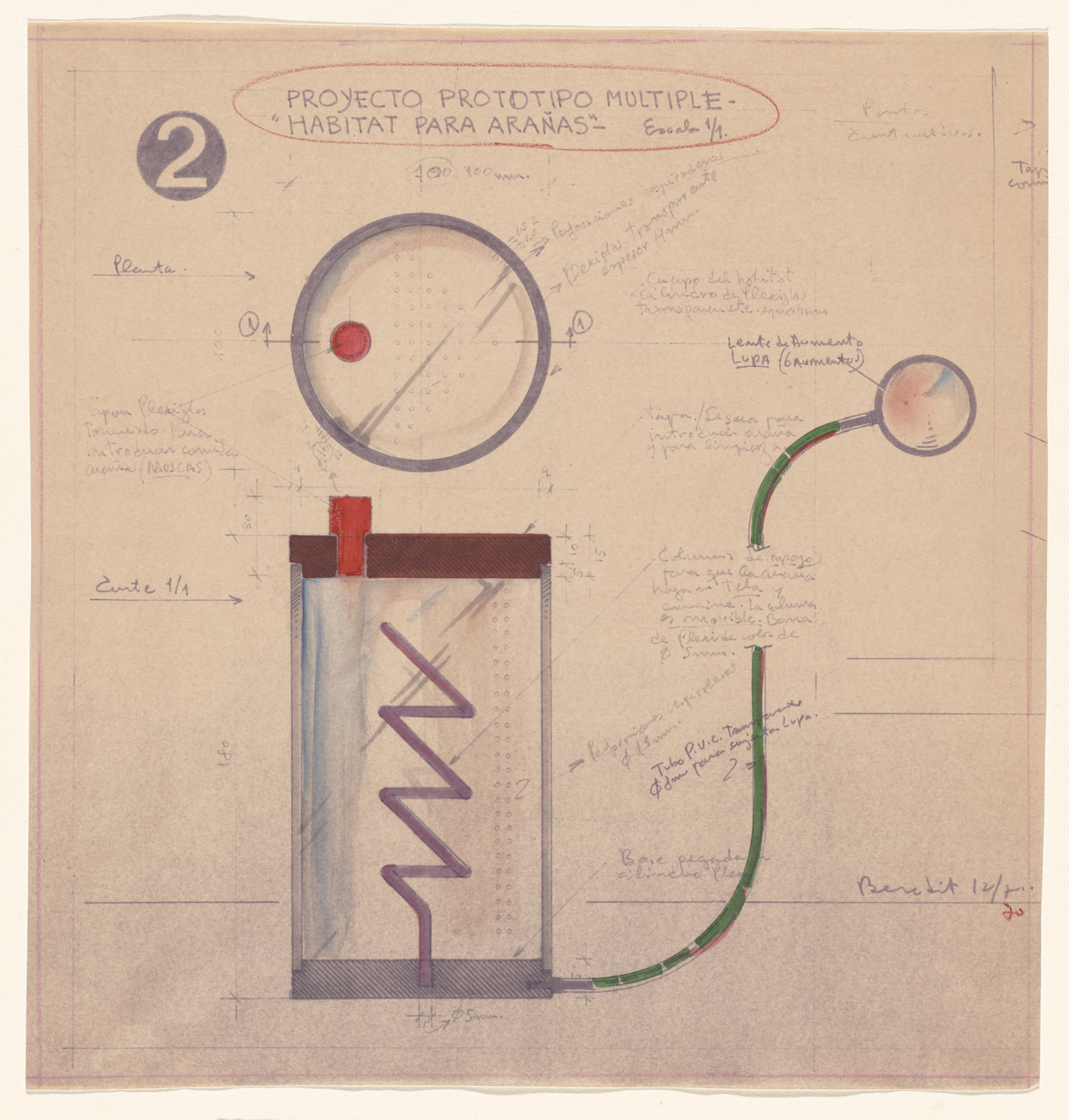 Luis Fernando Benedit. Study for Proyecto Prototipo Multiple - &#34;Habitat para Arañas&#34;. 1970