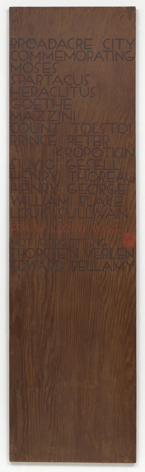 Frank Lloyd Wright. Text panel for Broadacre City Project