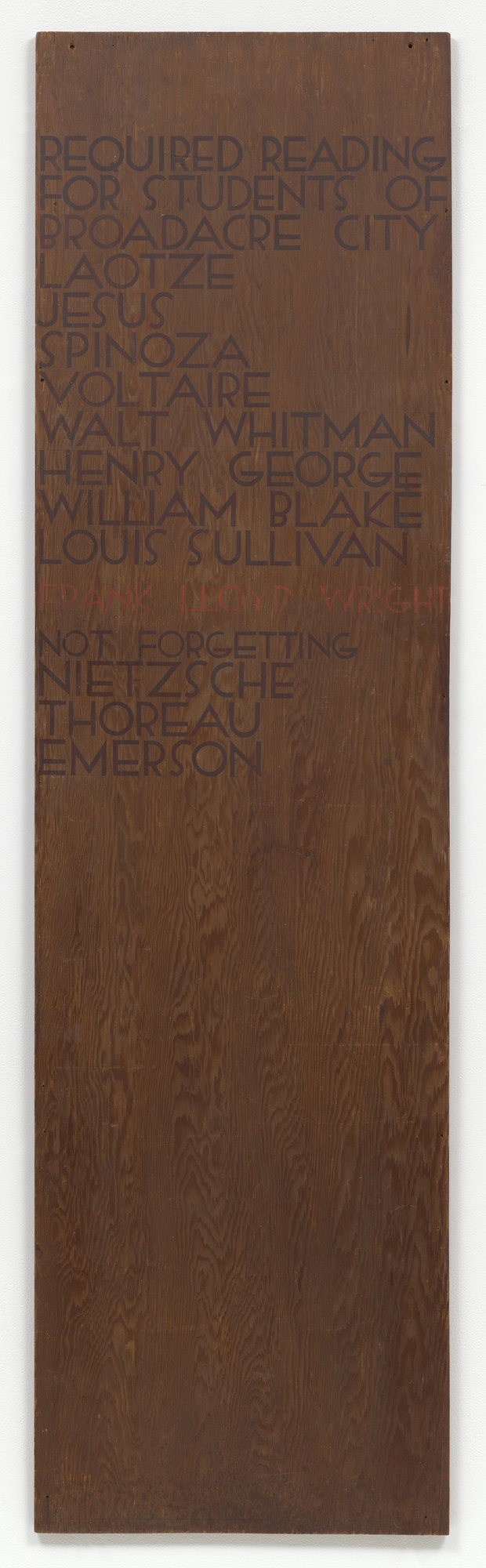 Frank Lloyd Wright. Text panel for Broadacre City Project