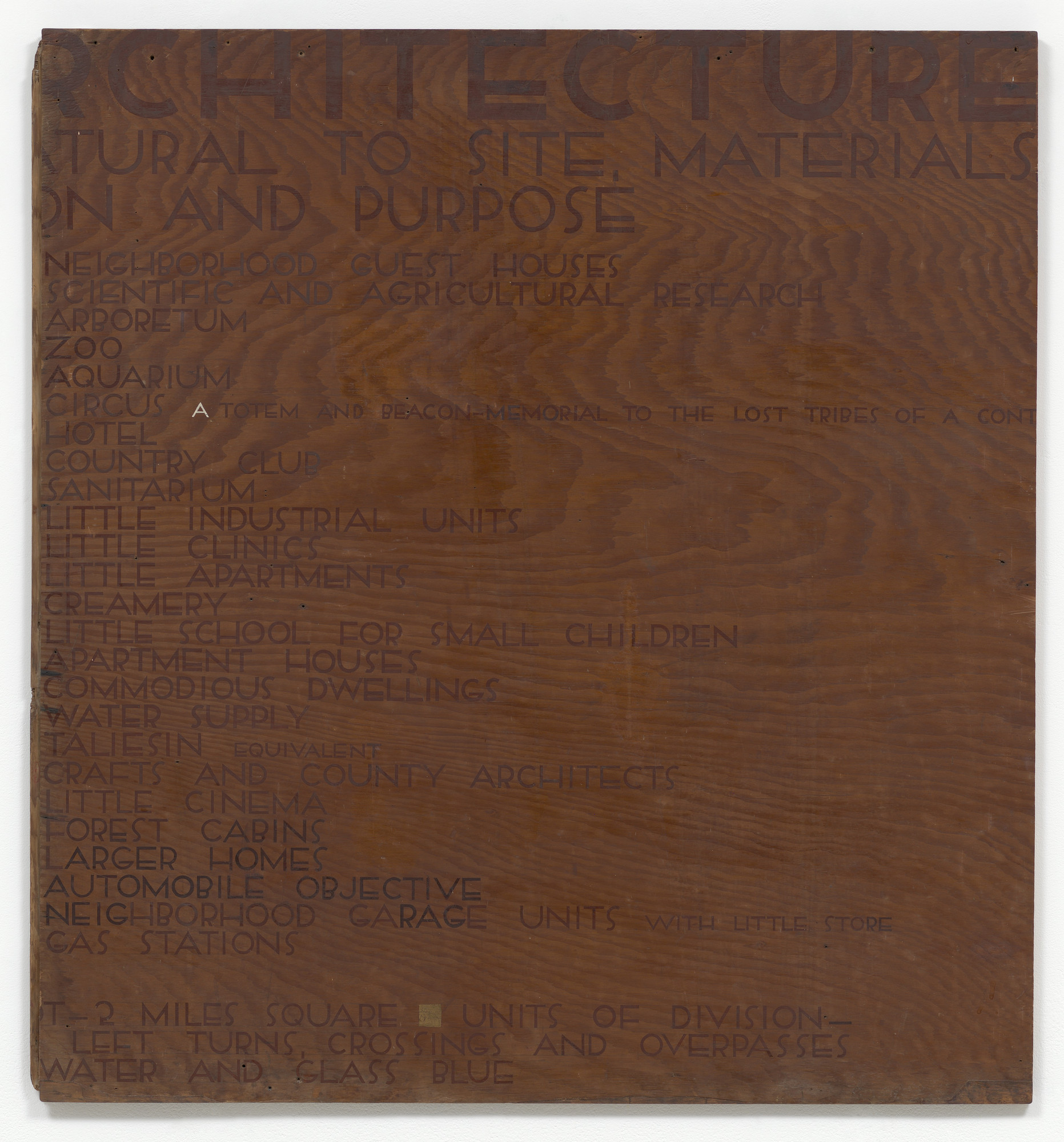 Frank Lloyd Wright. Text panel for Broadacre City Project