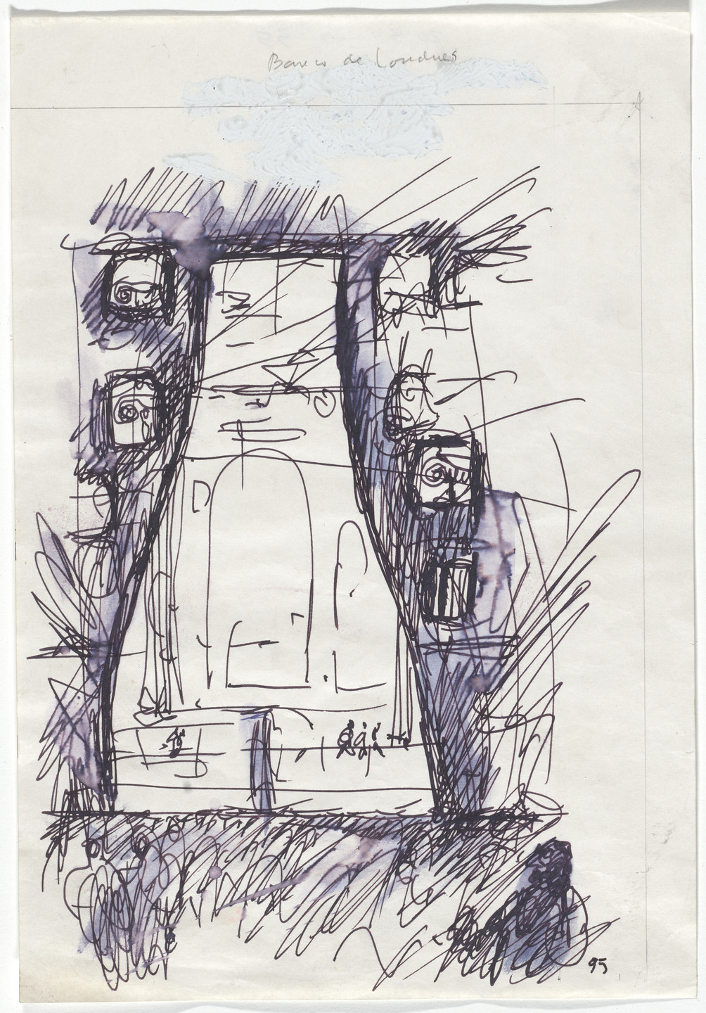 Clorindo Testa. Heaquarters for the Banco de Londres y América del Sur, Buenos Aires (Sketch of the street as seen through the hung facade). 1995
