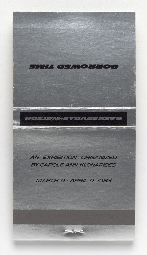 Matchbook for Borrowed Time, Baskerville + Watson, New York, March 9–April 9, 1983