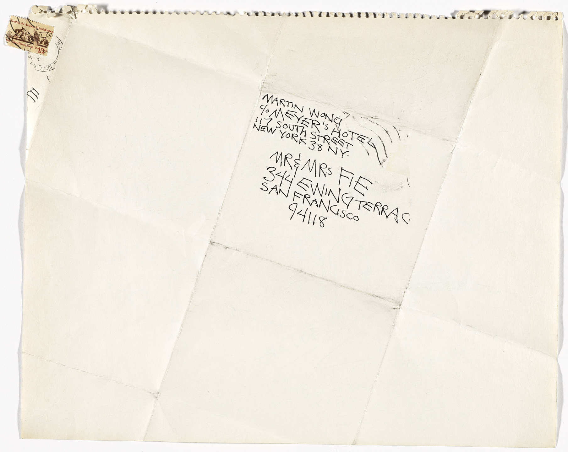 Martin Wong. First letter home from New York (also I joined The Museum of Modern Art). 1978