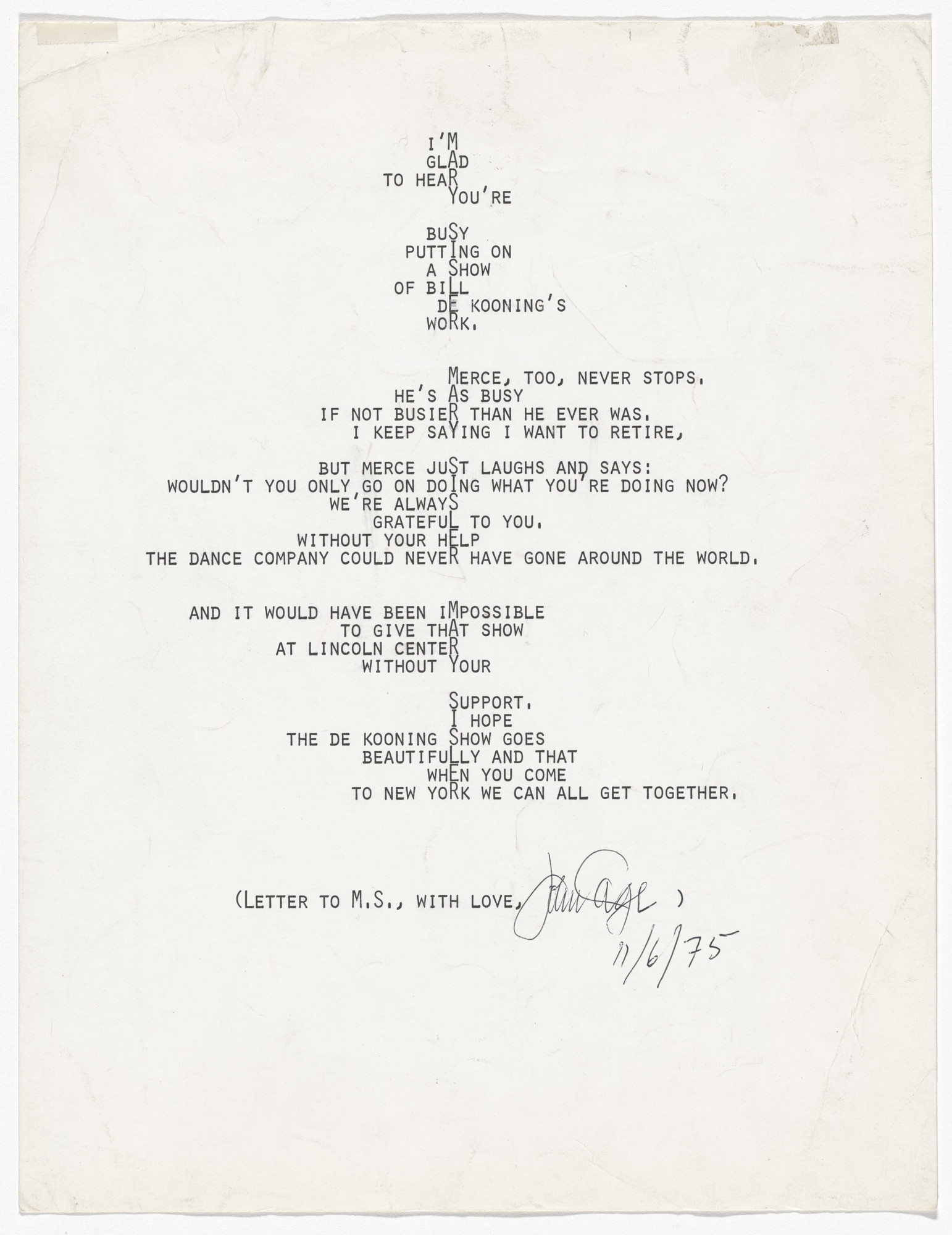John Cage. Untitled (letter/drawing)