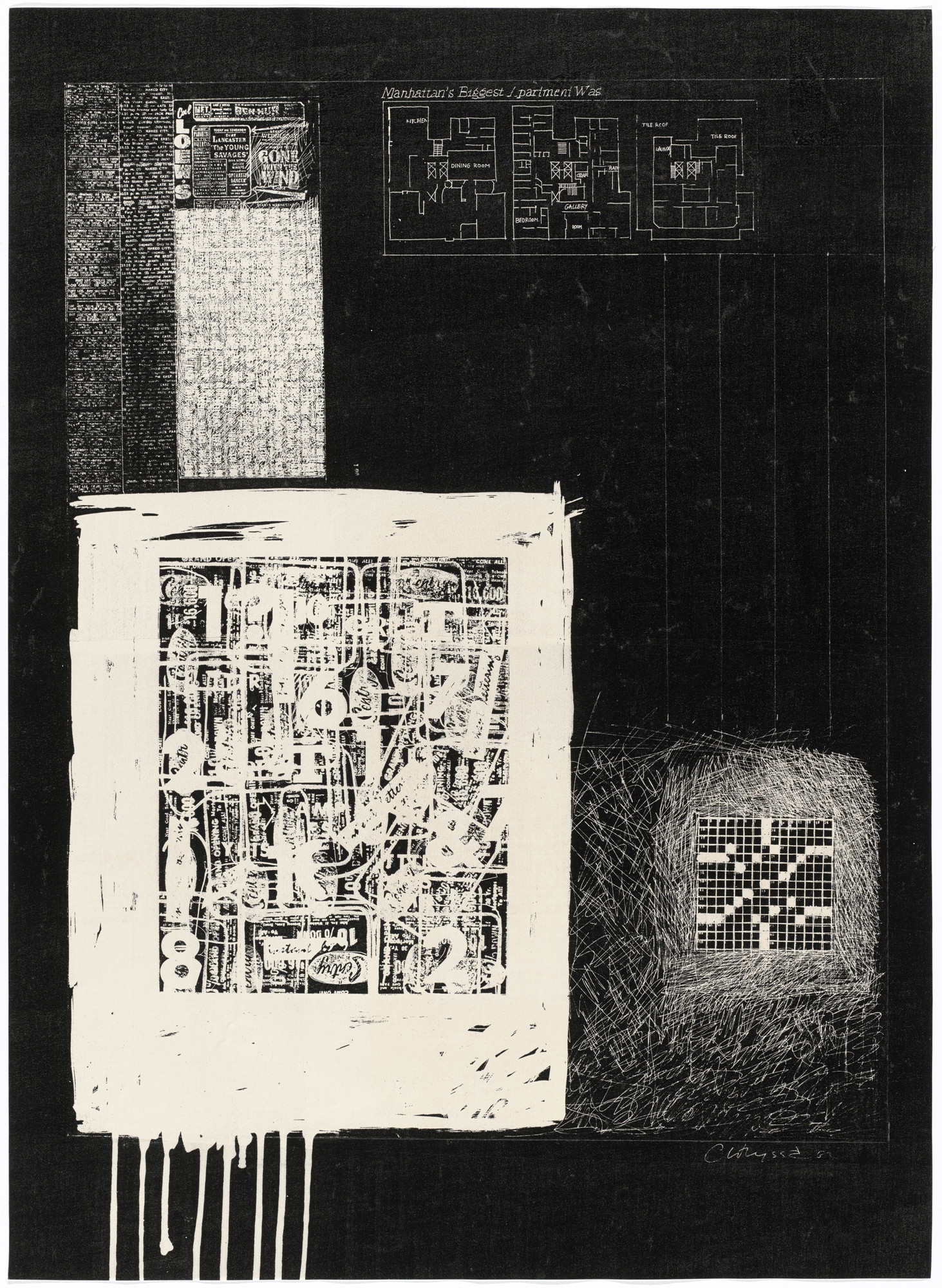 Chryssa. Blue Print from Newspaper Book
