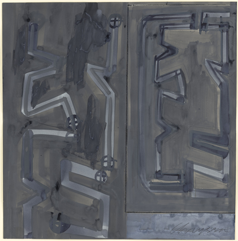 Study for The Gates to Times Square, Chryssa, 1970, Gouache and graphite on paper