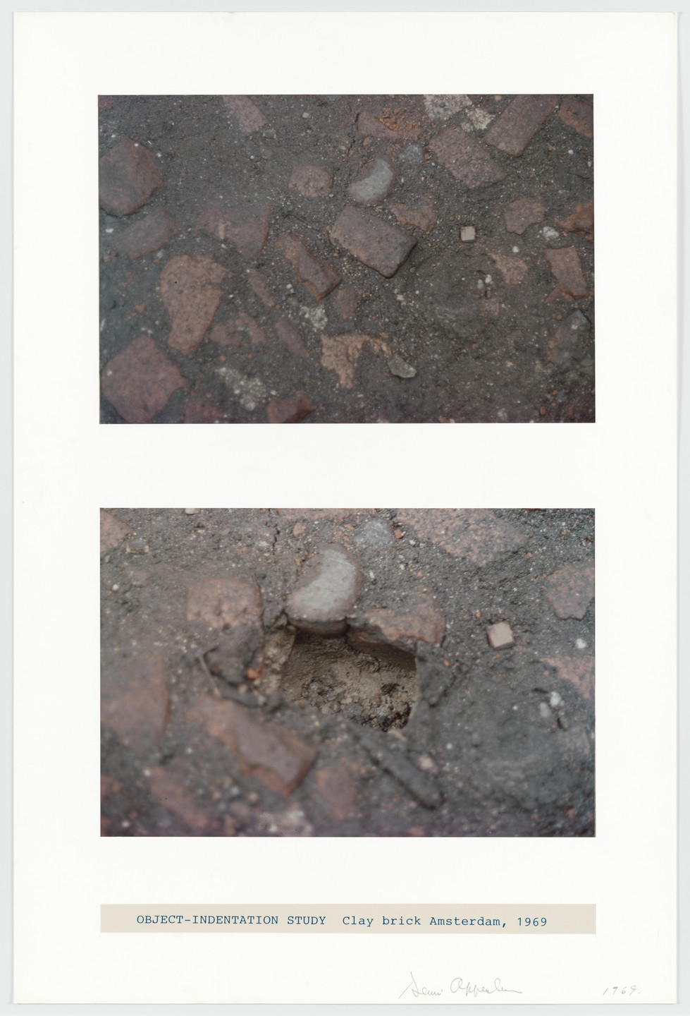 Dennis Oppenheim. Object-Indentation Study (Clay Brick Amsterdam). 1969