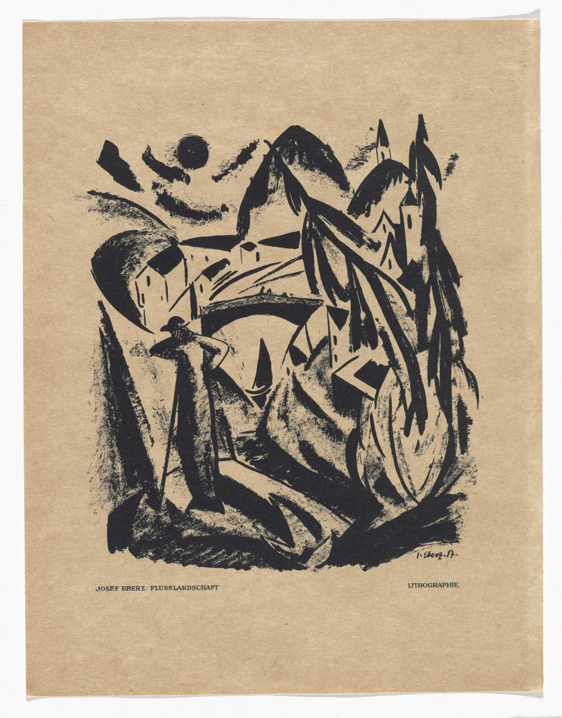 Josef Eberz. River Landscape (Flusslandschaft) (plate, preceding p. 97) from the periodical Das Kunstblatt, vol. 1, no. 4 (Apr 1917). 1917