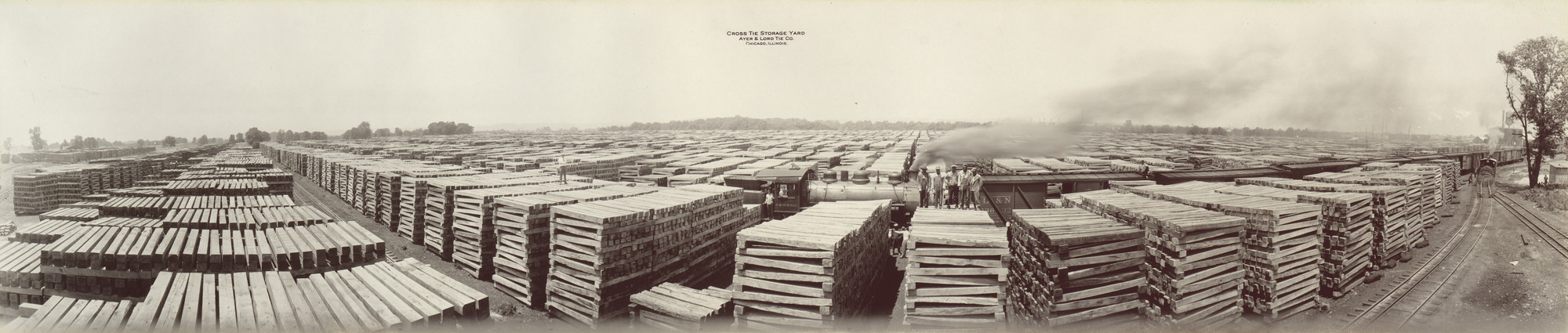 Unidentified photographer. Crosstie Storage Yard, Ayer &amp; Lord Tie Company, Chicago, Illinois. c. 1920