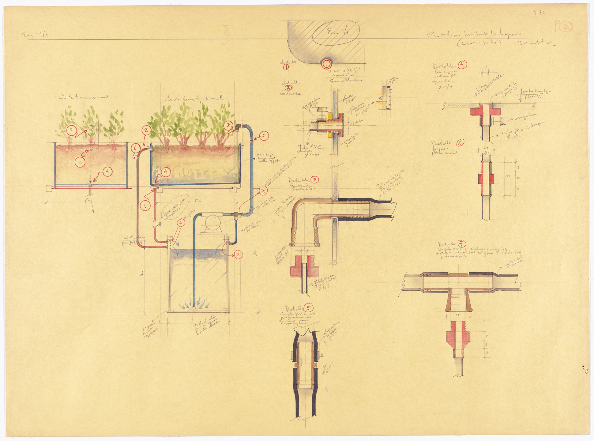 Luis Fernando Benedit. Drawing for Phytotron: Hydroponic Environment for Plants. 1972