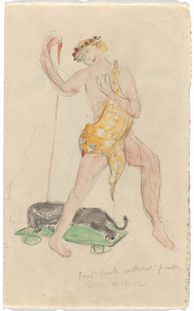 Costume design (First Rush without Panther) for artist's ballet Orphée of the Quat-z-arts