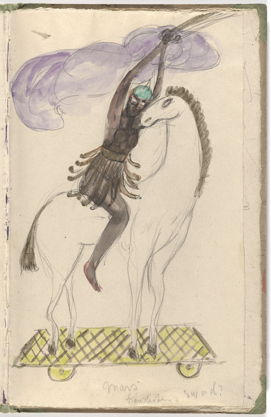 Florine Stettheimer. Costume design (Mars Brandishing Sword) for artist&#39;s ballet Orphée of the Quat-z-arts. c. 1912