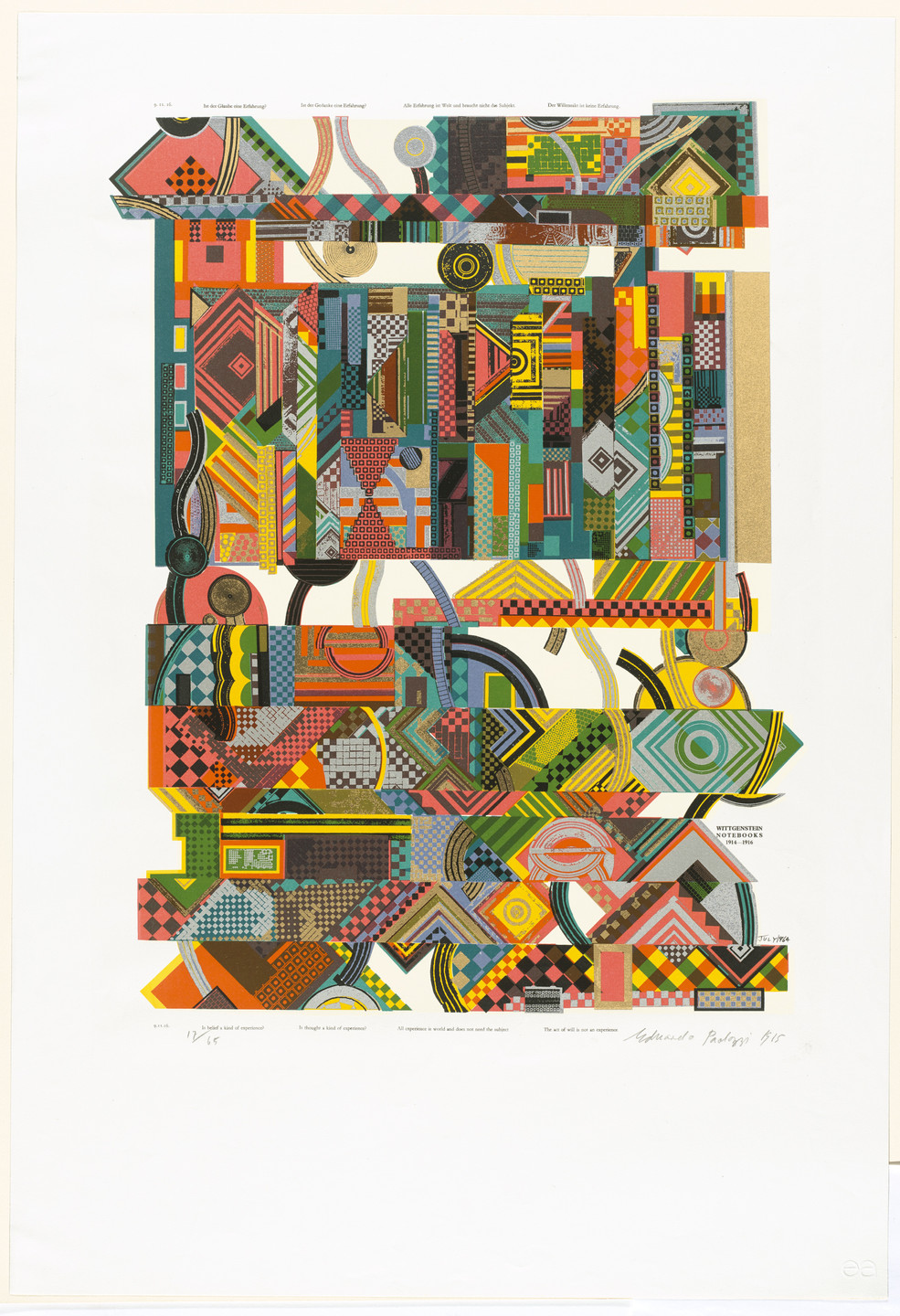Eduardo Paolozzi. Experience (plate, folio 6) from As Is When. 1965