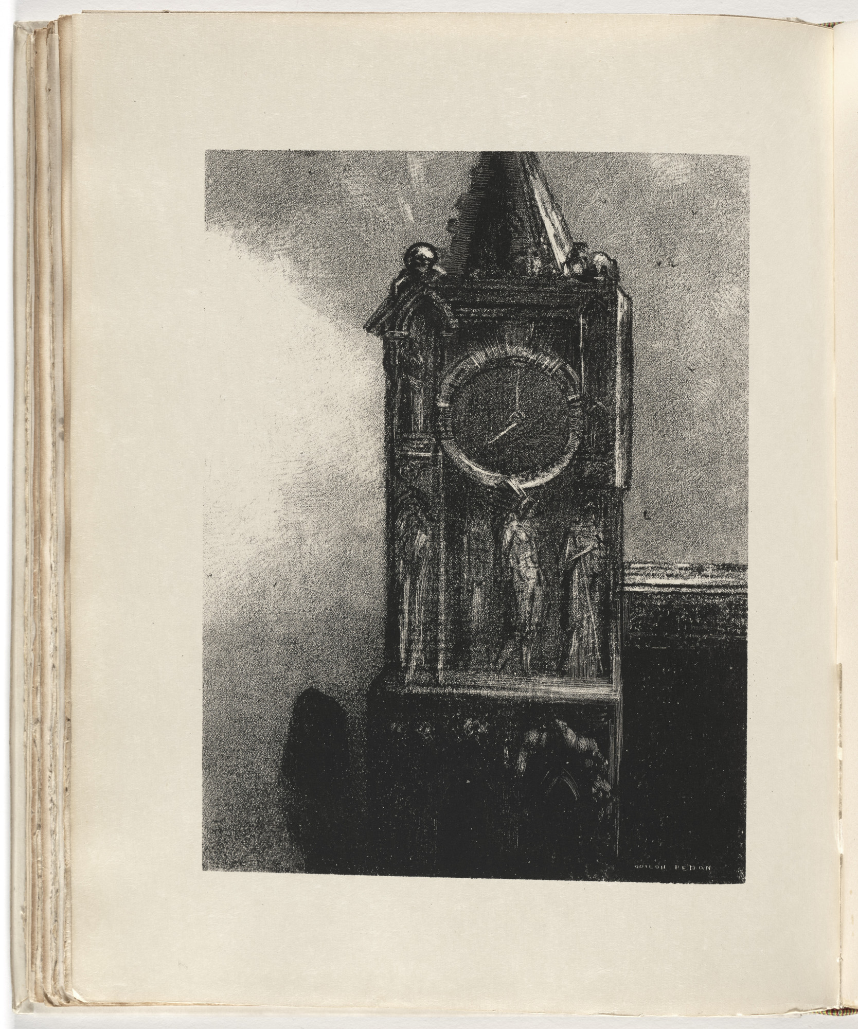Odilon Redon. The Deep Bell of Sainte-Gudule Was Sounding the Hour in the Nearby Belfry (La Cloche grave de Sainte-Gudule battait l'heure dans la tour voisine) (plate) from Le Juré
