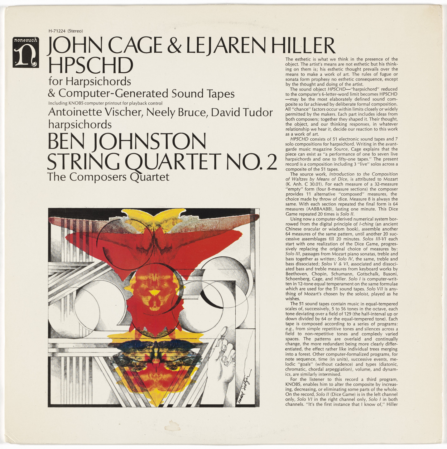 John Cage, Lejaren Hiller, Ben Johnston, Various Artists. HPSCHD / String Quartet No. 2. 1969