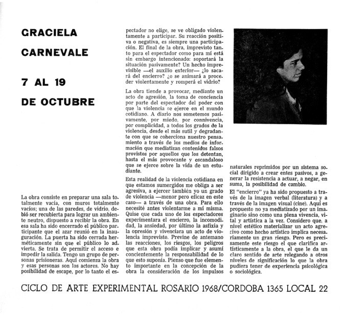 Graciela Carnevale. Encierro (Confinement). 1968