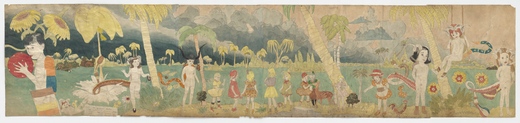 At Jennie Richee At shore of Aronburg Run River... (recto); Untitled (Girl swinging on vine) (verso)