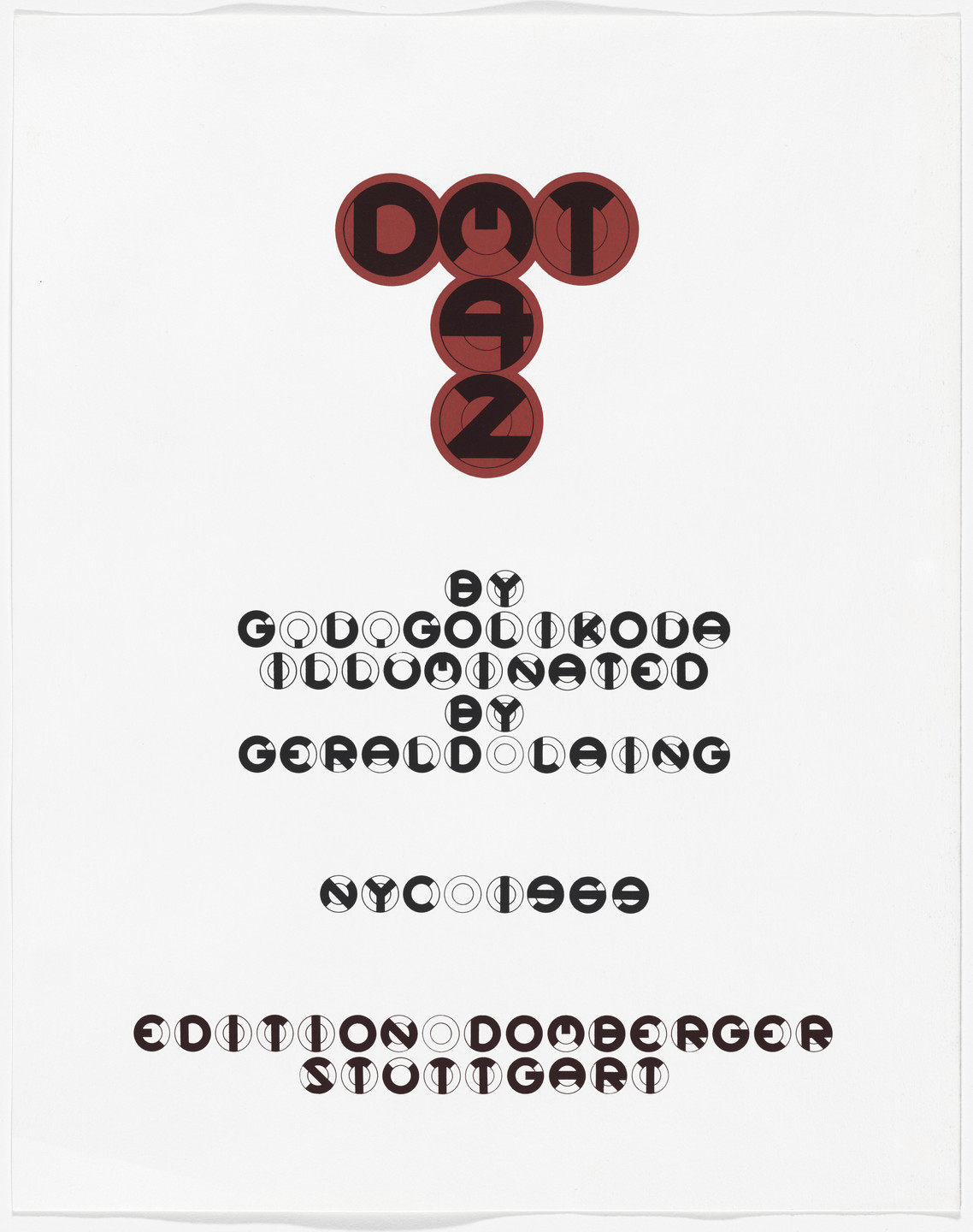 Gerald Laing. Title page from DMT 42. 1969