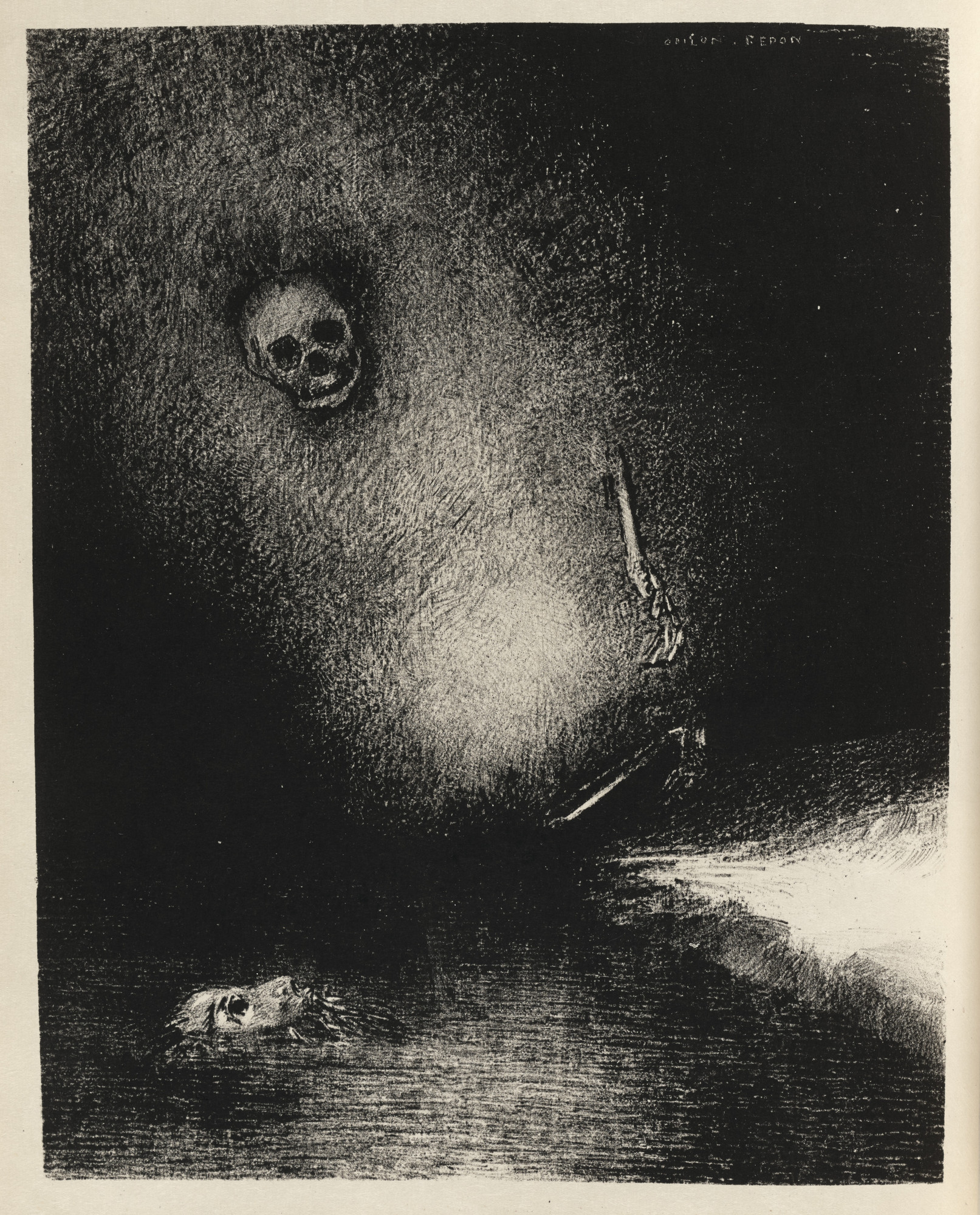 Odilon Redon. The Sinister Command of the Specter Is Fulfilled. The Dream Is Realized by Death (Le Commandement sinistre du spectre est accompli. Le Rêve s'achève par la mort) (plate) from Le Juré
