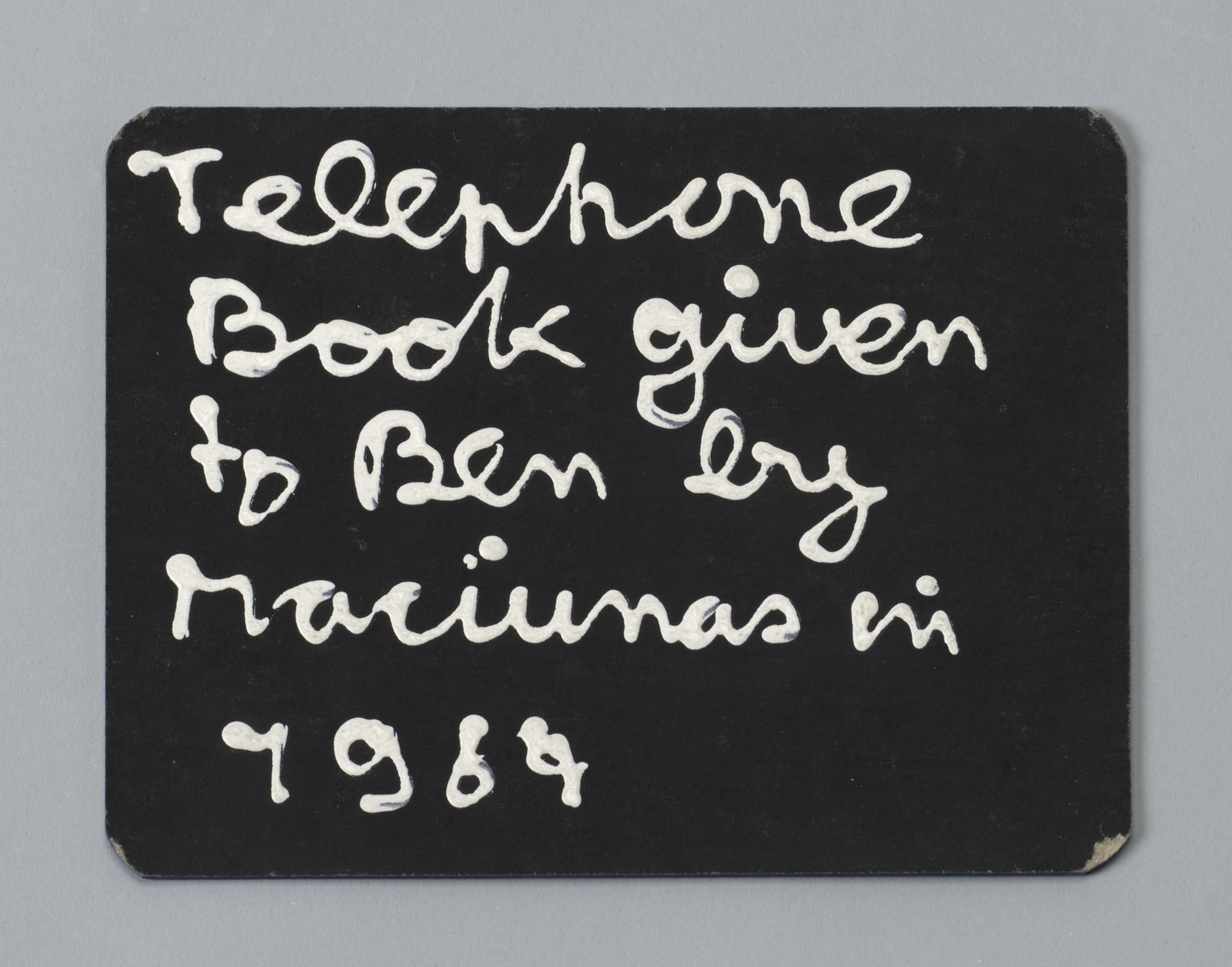 Ben Vautier. Plaque for Encyclopedia of World Art