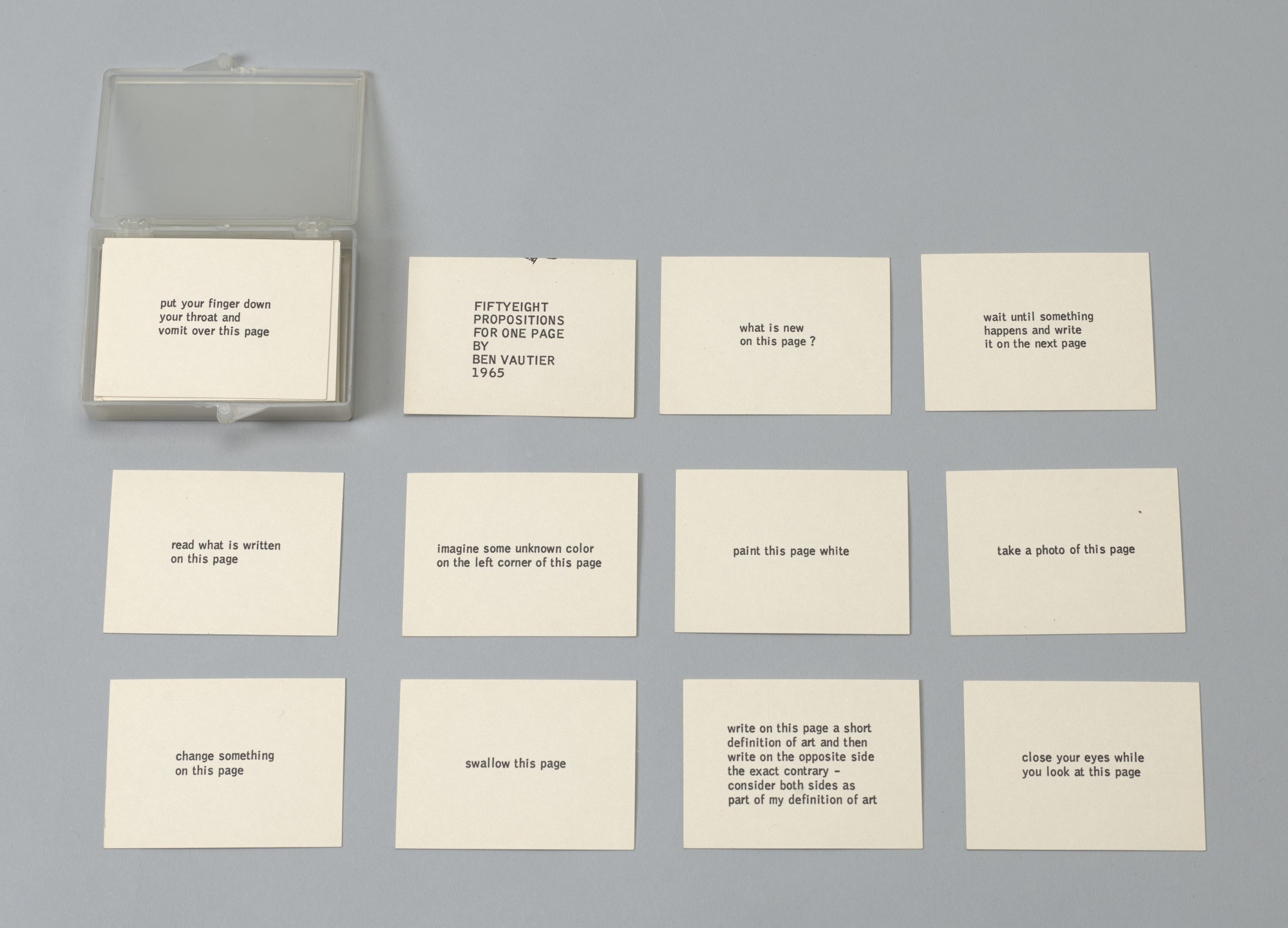 Ben Vautier. Fifty-Eight Propositions for One Page. 1965 | MoMA