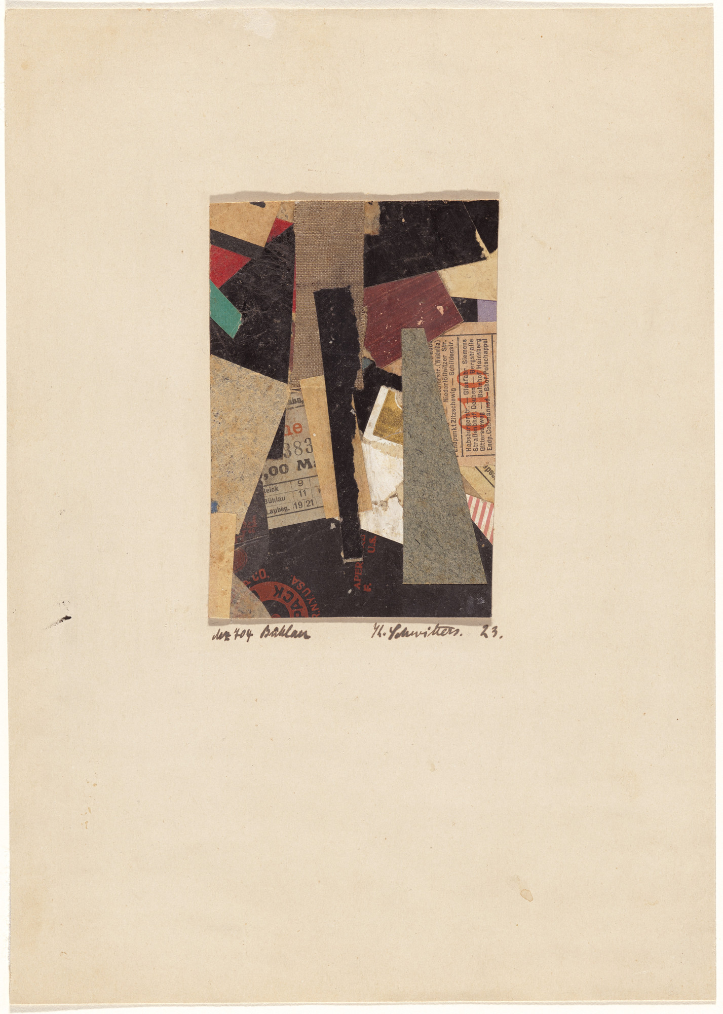 Kurt Schwitters. Mz 704. Bühlau