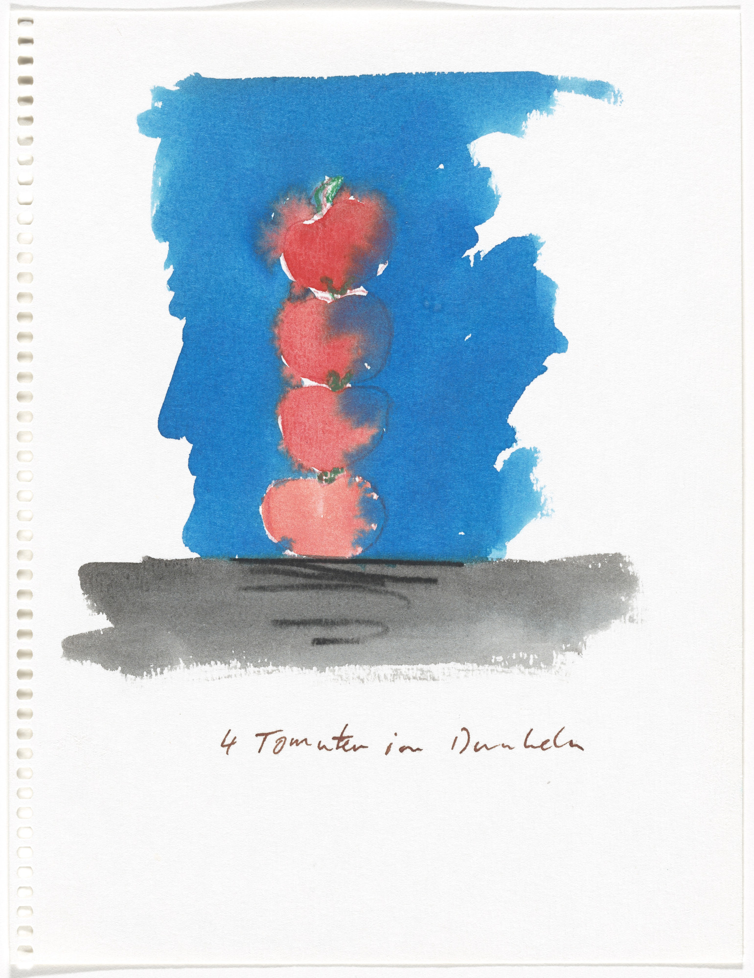 Thomas Schütte. 4 Tomaten im Dunkeln ( 4 Tomatoes in the Dark ) from Aquarellen ( Watercolors )