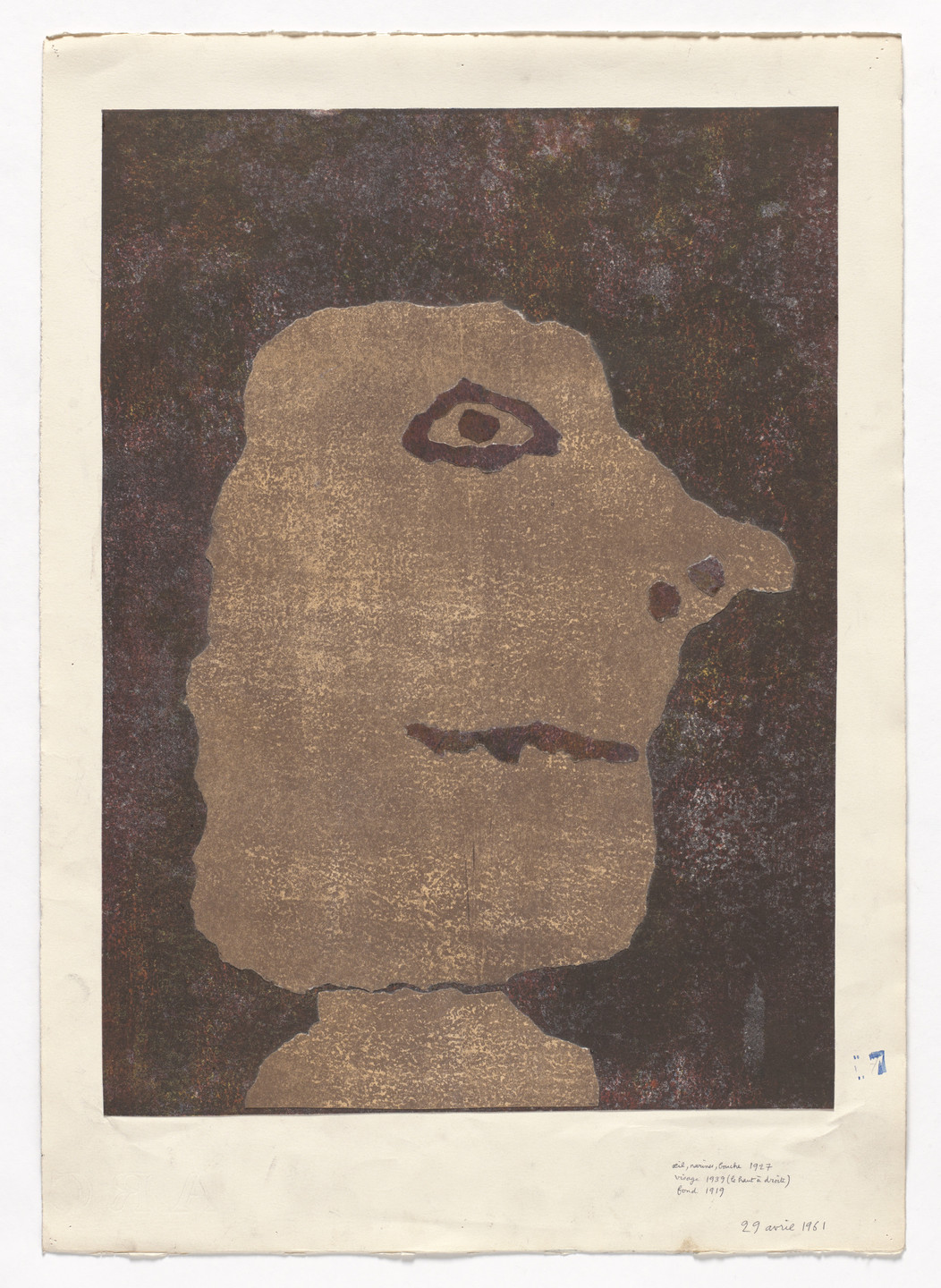 Jean Dubuffet. Maquette for Right Profile (Profile à droite). 1961