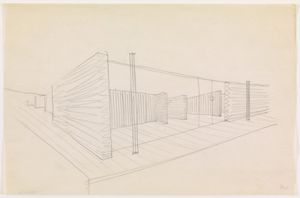 Resor House project, Jackson Hole, Wyoming (Interior perspective sketch)