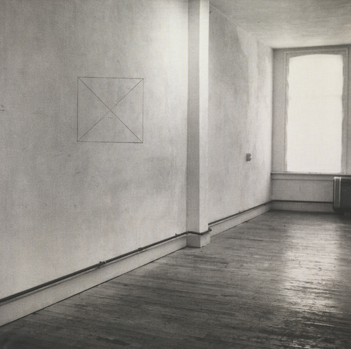 Jan Dibbets. Perspective Correction, My Studio I, 2: Square with 2 Diagonals on Wall. 1969
