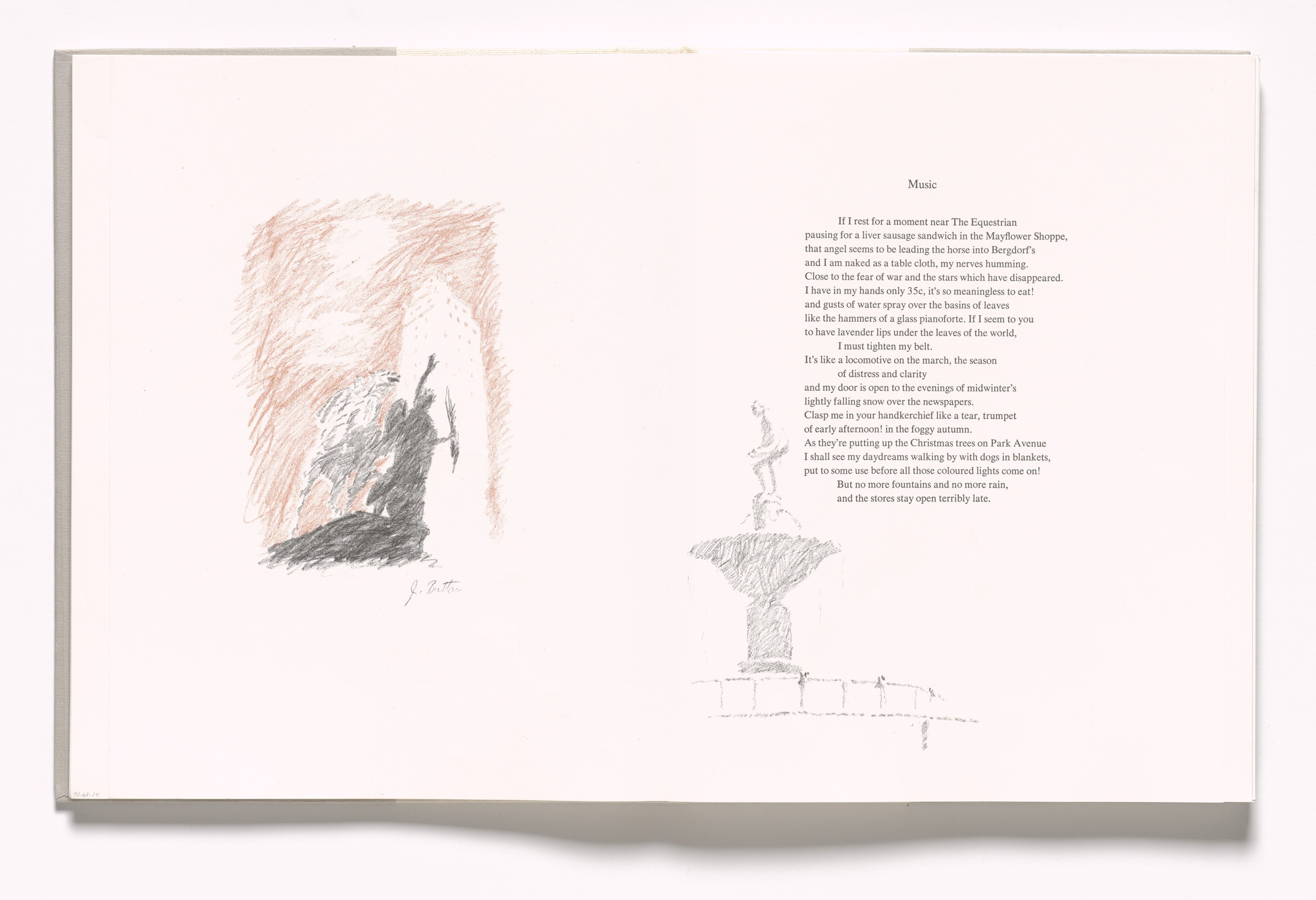 John Button. In-text plate (folios 37 verso and 38 recto) from In Memory of My Feelings. 1967