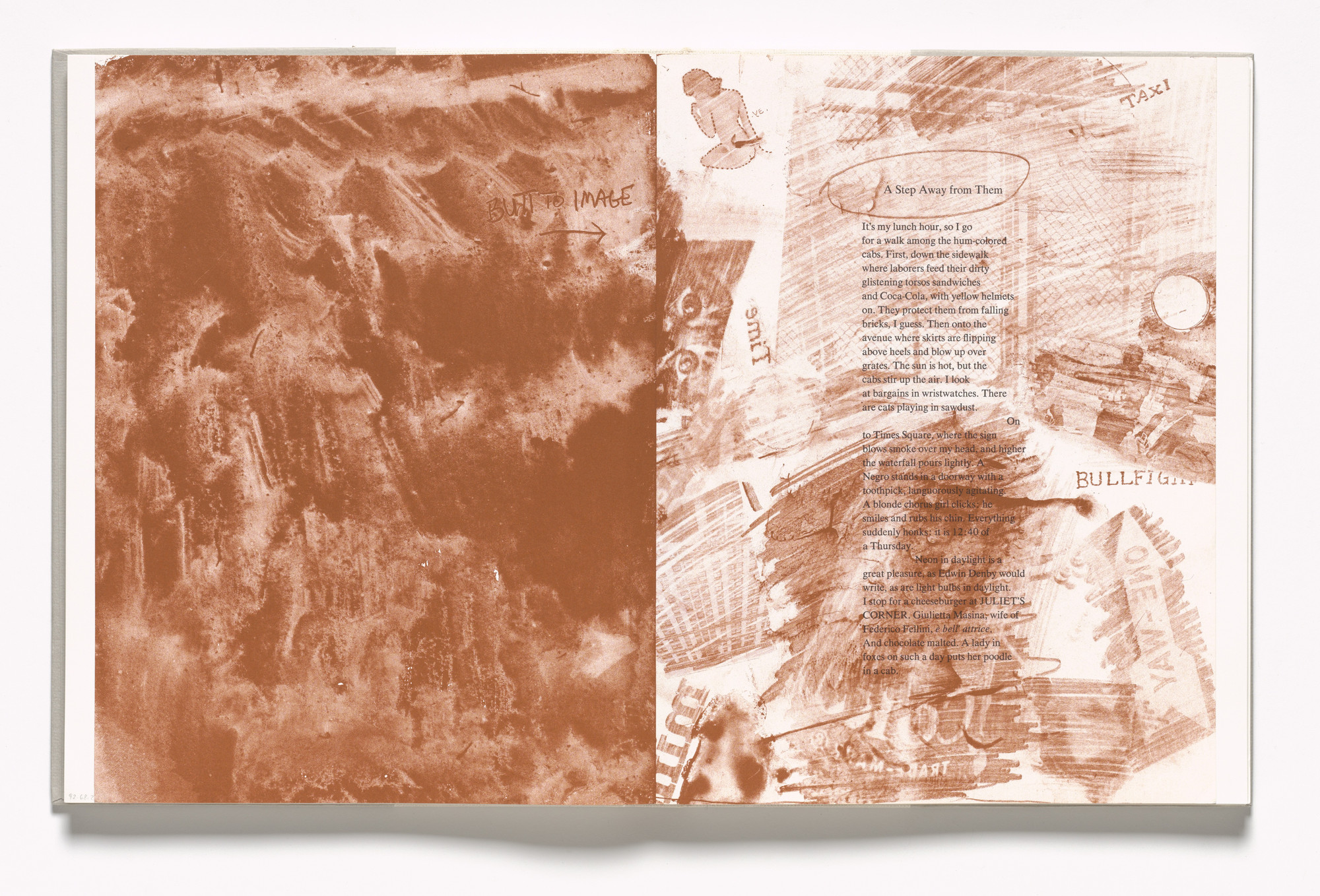 Robert Rauschenberg. In-text plate (folios 55 verso and 56 recto) from In Memory of My Feelings. 1967