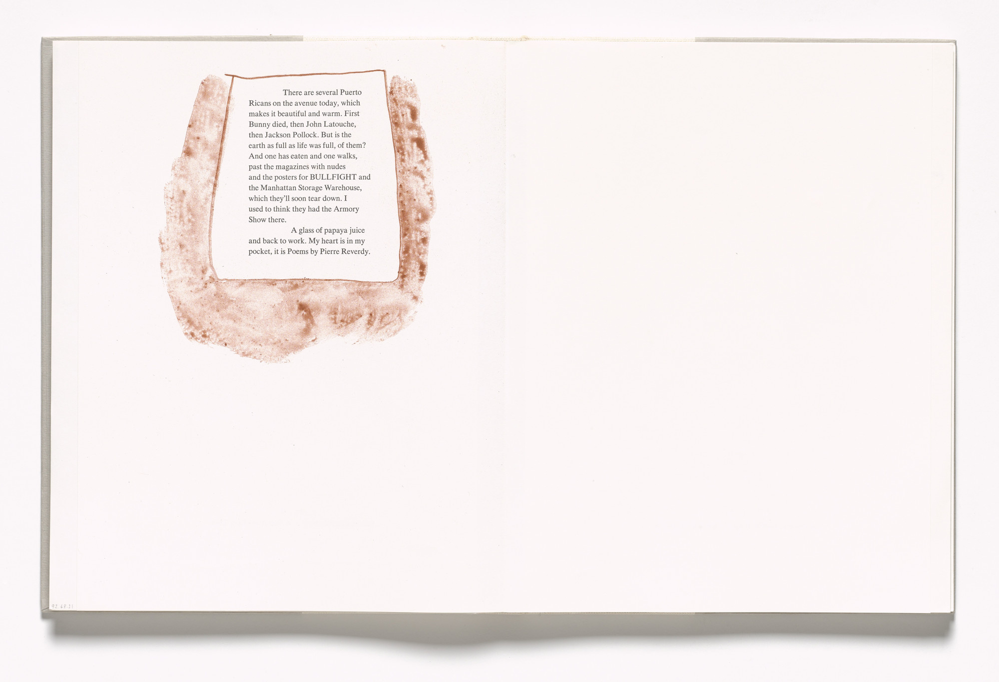 Robert Rauschenberg. In-text plate (folio 57 verso) from In Memory of My Feelings. 1967