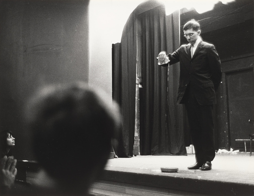 George Brecht's Drip Music (1962), performed by George Maciunas during Fluxus Festival, Hypokriterion Theater, Amsterdam, June 23, 1963 by George Brecht