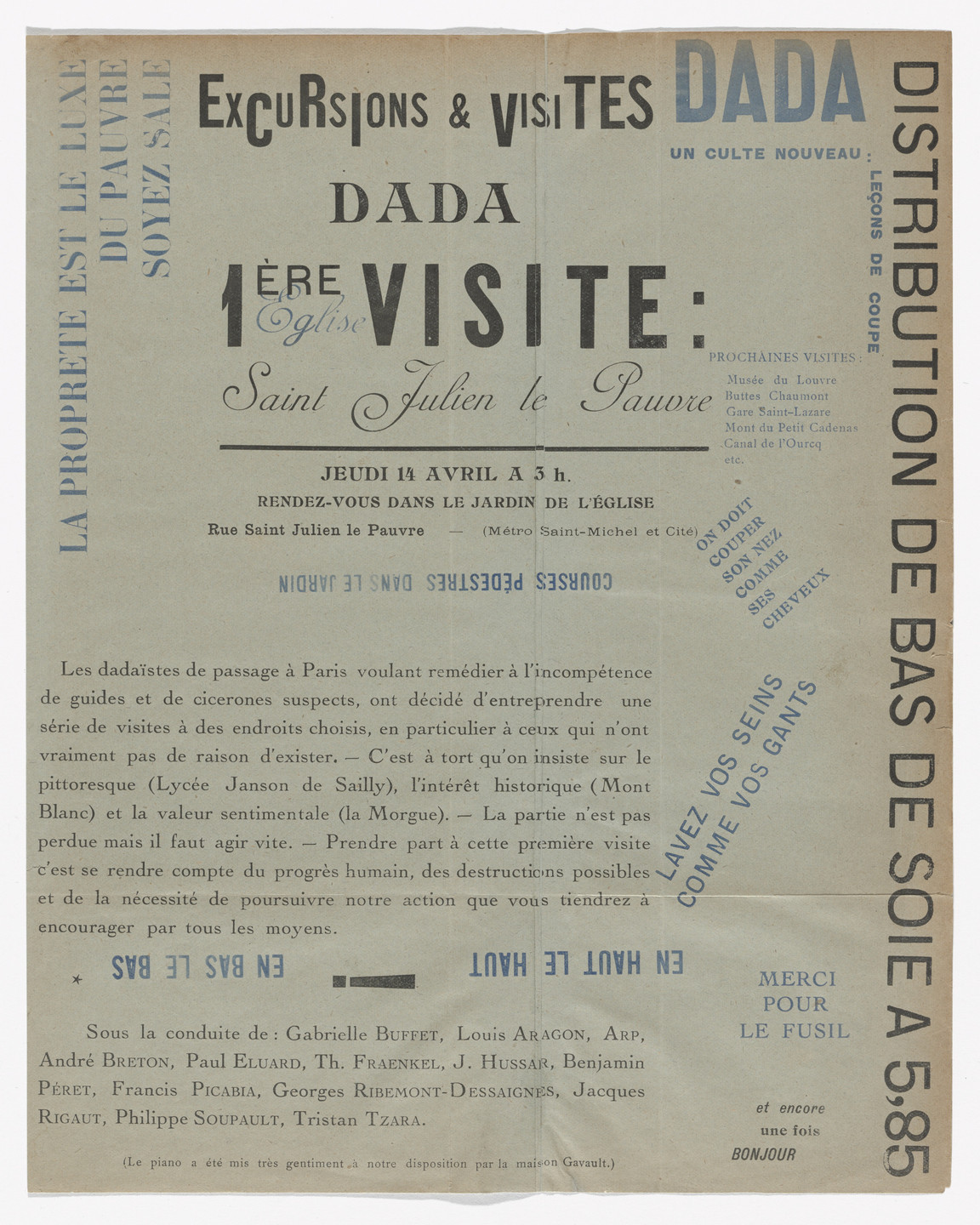 Tristan Tzara. Excursions &amp; visites DADA,1ère visite: Église Saint Julien le Pauvre. 1921
