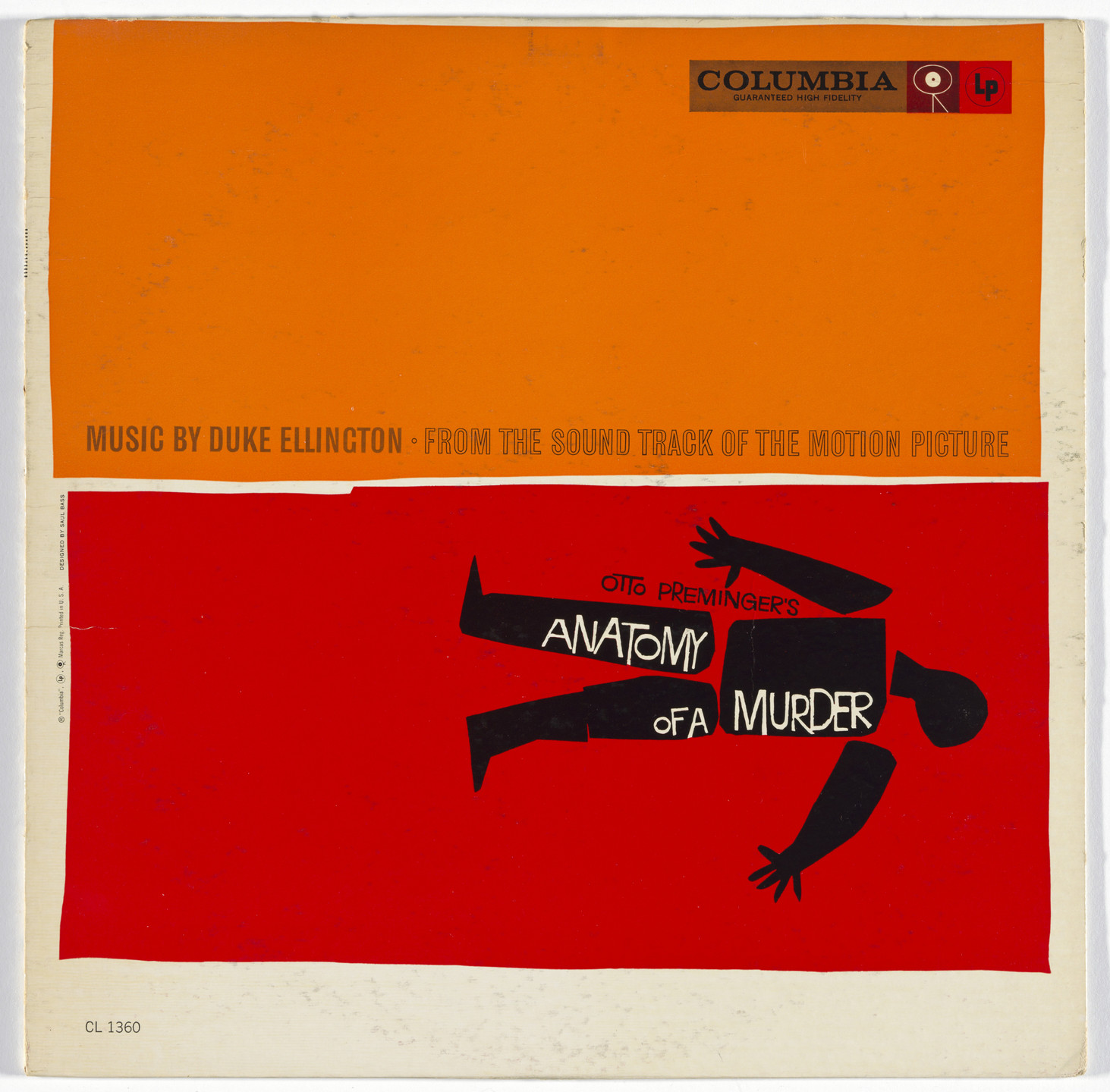 Saul Bass, Duke Ellington, Columbia Records. Album cover for Duke Ellington&#39;s music from the motion picture Anatomy of a Murder. 1959