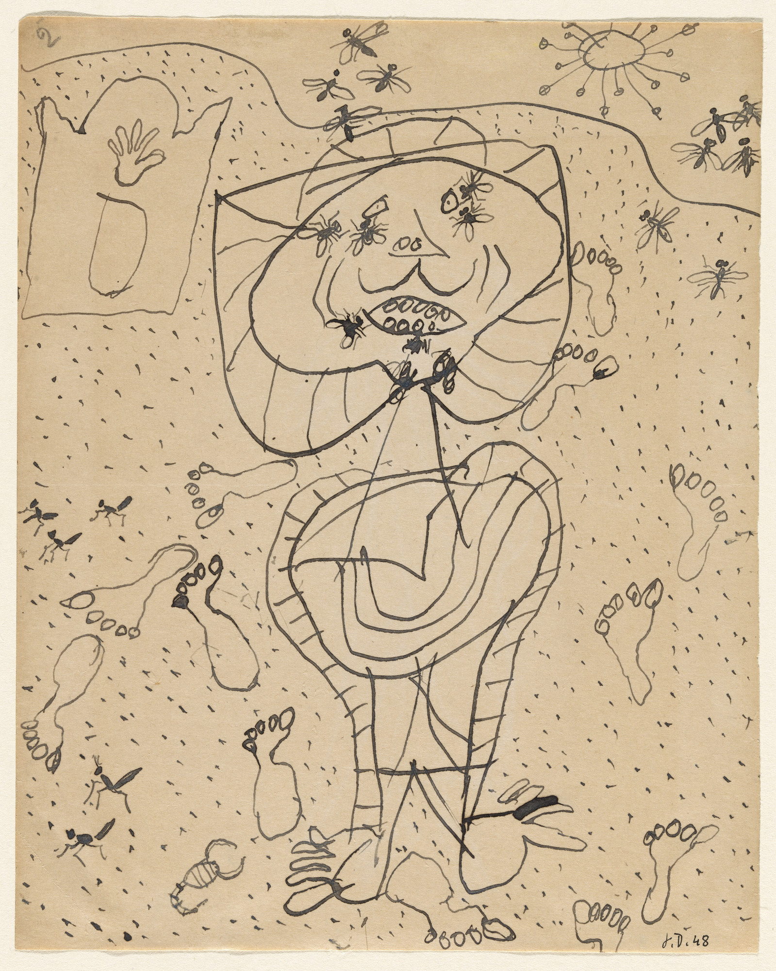 Jean Dubuffet. Arab, Marabout, Flies and Footprints, page from the sketchbook El Golea, II