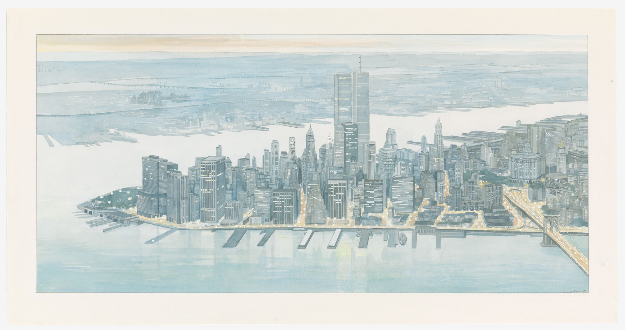 Richard Haas. Lower Manhattan: Sunset. 1979